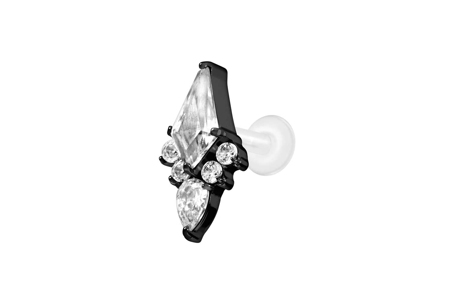 PTFE Labret Piercing mit Innengewinde + Titan-Aufsatz KRISTALLSCHILD